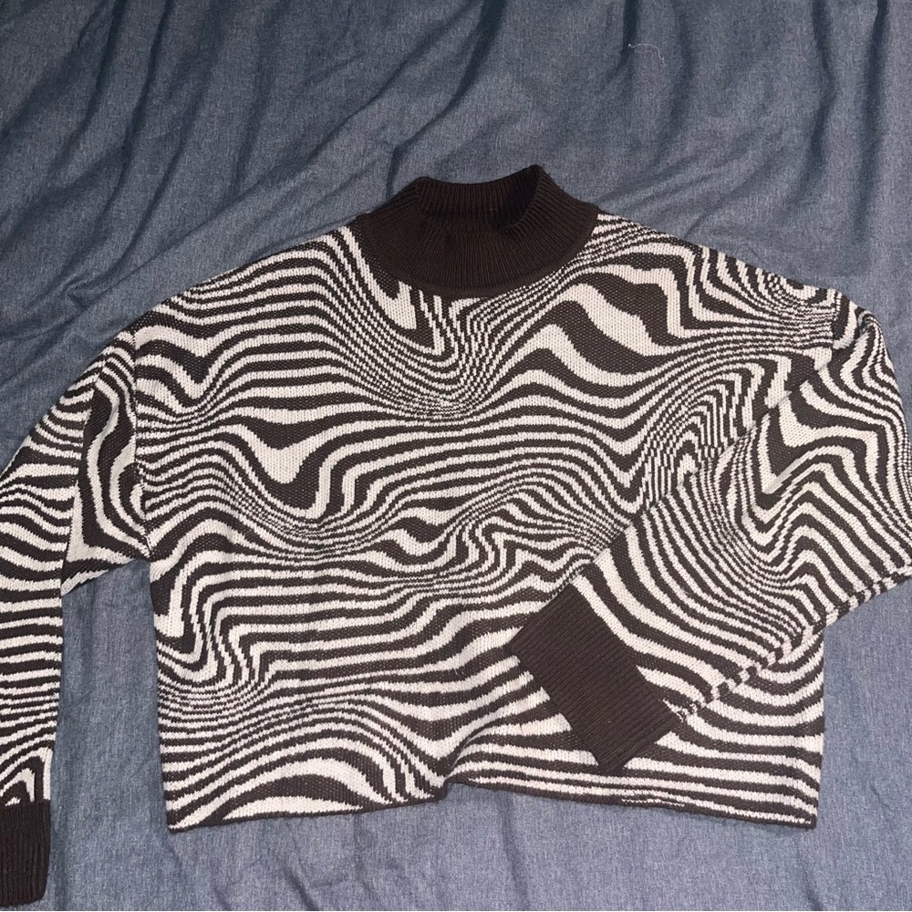 H&M Brown and White Zebra Print Sweater